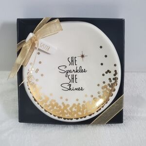 Nib Grasslands Road She Sparkles She Shines Sister Ceramic Gold Trinket Dish